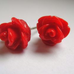 Kolczyki - czerwone różyczki