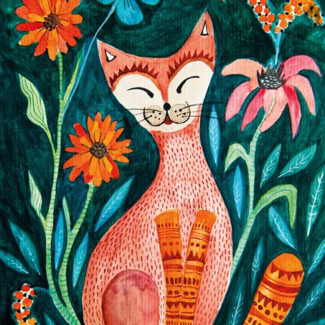 Orange cat wydruk ilustracji
