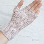 Lniane mitenki z warkoczem - 