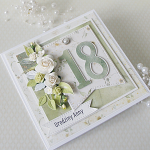 Kartka urodzinowa "18" w zielonych kolorach v.4 - 18 zielone 3