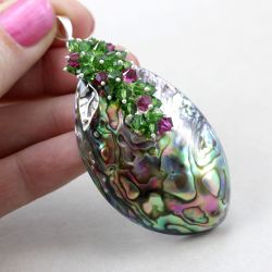 Paua abalone Swarovski i srebro - wisior