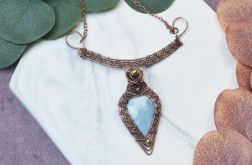 Miedziany naszyjnik wire wrapping z opalem owyhee #489