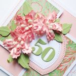 Kartka URODZINOWA - łososiowe kwiaty - Kartka na urodziny z łososiowymi kwiatami