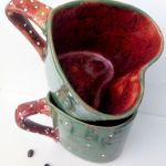 Kubki ceramiczne serca - arbuzowe love - śliczna czerwień szkliwa wewnątrz kubków