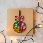 Zestaw 4 kartek świątecznych - Quilling - Bombka
