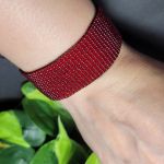 Bransoletka z koralików, kolor czerwony rubinowy - Bransoletka z koralików, kolor czerwony rubinowy