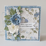 Niebieska kartka z bukietem v.3 - kwiat 5c