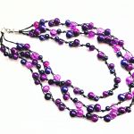 Wrzosowy naszyjnik z koralików i sznurka - 