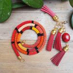 Naszyjnik Lariat Czerwony z Chwostem - 