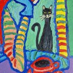 Obraz do salonu babcia z kawką - 