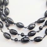 Czarne Oliwki naszyjnik z koralików i sznurka - 