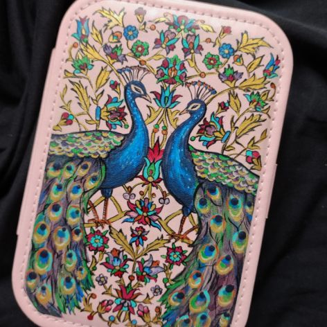 ręcznie malowana szkatułka organizer PAWIE