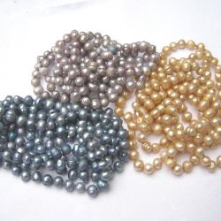 Liliowe perły naturalne, słodkowodne, sznur pereł, naszyjnik