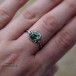Pierścionek regulowany jadeit, wire wrapping - Ręcznie wykonany pierścionek z zielonym jadeitem