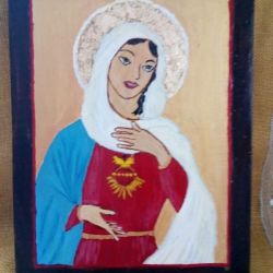 Ikona na desce - Najświętsze Serce Maryi 