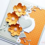 Kartka ŚLUBNA z pomarańczowymi kwiatami - Pomarańczowo-szara kartka na ślub