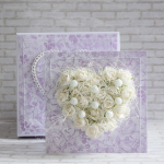 Ślubne białe róże w fiolecie - Komplet