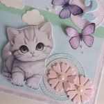 Kartka na urodziny z szarym kotkiem - Kartka na urodziny z szarym kotkiem