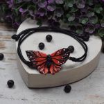 Regulowana bransoletka "czerwony motyl" - sznurkowa bransoletka motyl