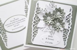 Kartka ŚLUBNA z szarymi kwiatami