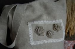 Lniana, rustykalna torba z "obrazem"