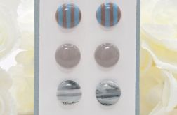 Zestaw 3 par kolczyków na sztyfcie, Grey & Blue