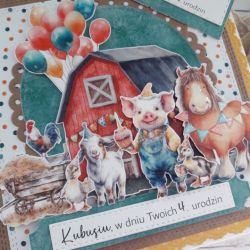 Kartka urodzinowa dla dziecka „Urodziny na farmie”, personalizacja