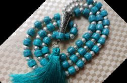 Naszyjnik niebiesko-srebrny zakończony chwostem