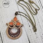 S193/mela~ wisiorek sutasz, liście, ażurowy metal - 