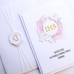 Zaproszenie komunijne z Hostią handmade 