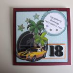 Kartka na urodziny oseiemnastka z samochodem - Kartka na urodziny oseiemnastka z samochodem