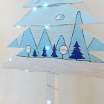 Drewniana choinka -Niebieskie choinki -20LED - 