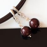 Maroony - komplet - perły i kryształy Swarovskiego kolczyki