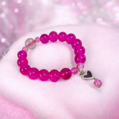 Bransoletka na gumce fuksja przezroczysta