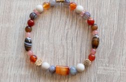 Agat,kamień słoneczny,hematyt bransoletka