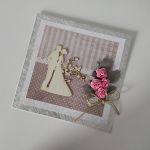 Kartka na ślub różyczki srebrne listki - 