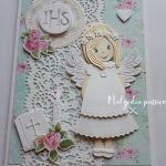 Kartka komunijna z aniołkiem - 