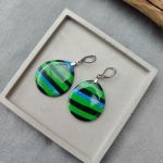 Zielone kolczyki w paski - Forest Glow - 3