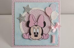 Kartka na urodziny, roczek Minnie