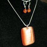 Pomarańczowy kwarc kocie oko, wisior i kolczyki, srebro - 