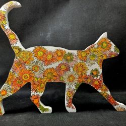 Drewniany malowany Kot