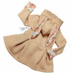 Komplet płaszczyk z uszkami oraz czapka i chustka r.92/98 - 