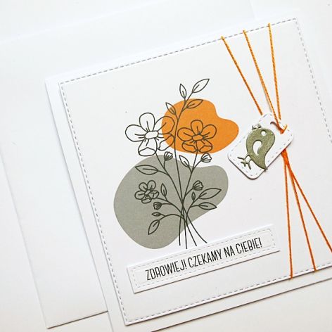 Kartka życzenia zdrowia handmade z ptaszkiem 