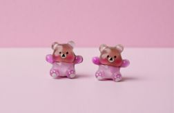 Kolczyki różowo-brązowe misie