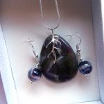 Ametyst naturalny i srebro, komplet biżuterii - 