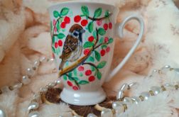 Ręcznie malowany wiśniowy mazurek kubek śniadaniowy