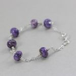 Czaroit i srebro - bransoletka łańcuszek - 