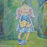 Na spacer go zabiorę - aniołek z masy solnej, prezent, dekoracja - 