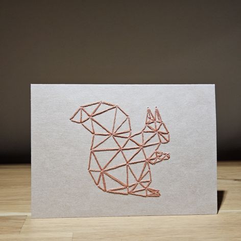 Kartka okolicznościowa - haftowana - wiewiórka