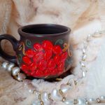 Winogrona. Ręcznie malowany kamionkowy kubek do grzańca i napojów - ręcznie malowane